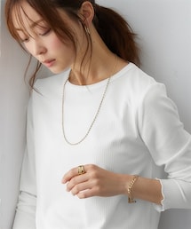 nissen | 細リブクルーネックカットソートップス(Tシャツ/カットソー)