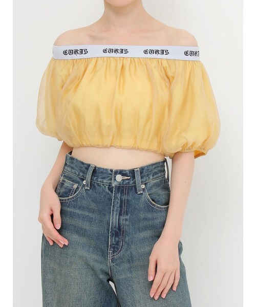 EVRIS（エヴリス）の「ロゴラインオフショルトップス（シャツ/ブラウス・レディース・ブラック/ホワイト/イエロー・F）」の3枚目の写真