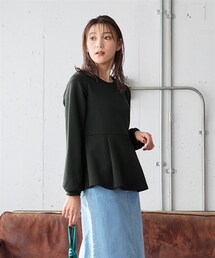 nissen | 大きいサイズ ダンボールニットペプラムプルオーバー(Tシャツ/カットソー)