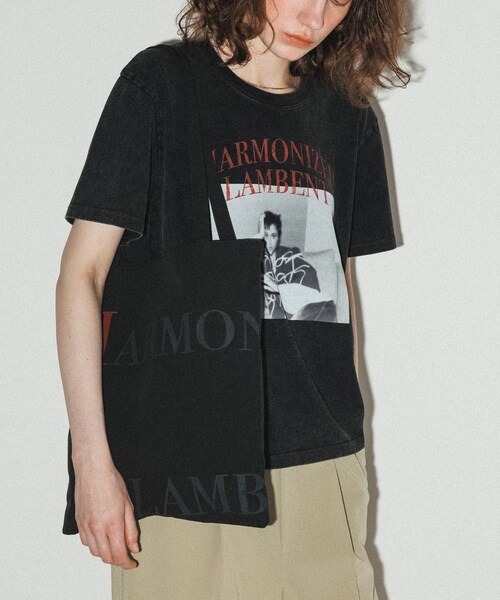 ADAM ET ROPE'（アダムエロペ）の「【WEB限定】RECORDSプリントトートバッグ（トートバッグ・レディース・ブラック/ブラック系/キナリ/キナリ系・F）」の6枚目の写真