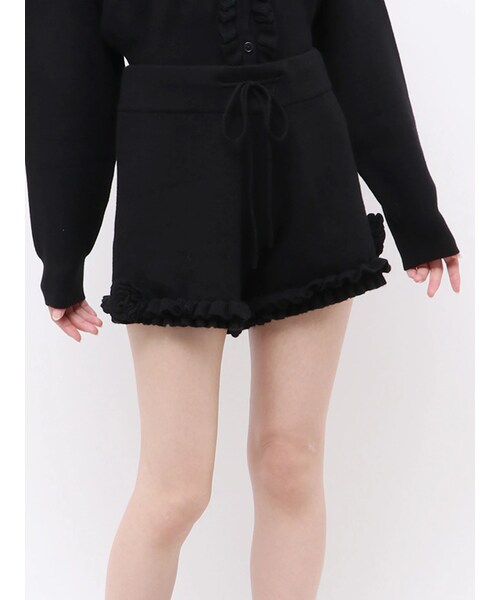 jouetie（ジュエティ）の「ローズフリルニットショートパンツ（その他パンツ・レディース・オフホワイト/グレー/ブラック/レッド・F）」の2枚目の写真