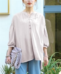 nissen | 大きいサイズ 美ラクRUタッチくるみボタンデザインチュニック（接触冷感・UVカット）(チュニック)