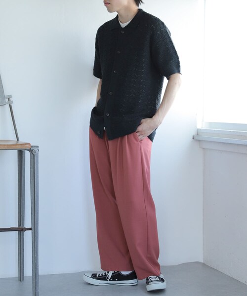 SENSE OF PLACE by URBAN RESEARCH(センスオブプレイスバイアーバンリサーチ)の「『ユニセックス』『洗濯可』レースアミカーディガン(5分袖)(カーディガン/ボレロ・メンズ・BURGUNDY/CHARCOAL/BLUE・M/L)」の14枚目の写真