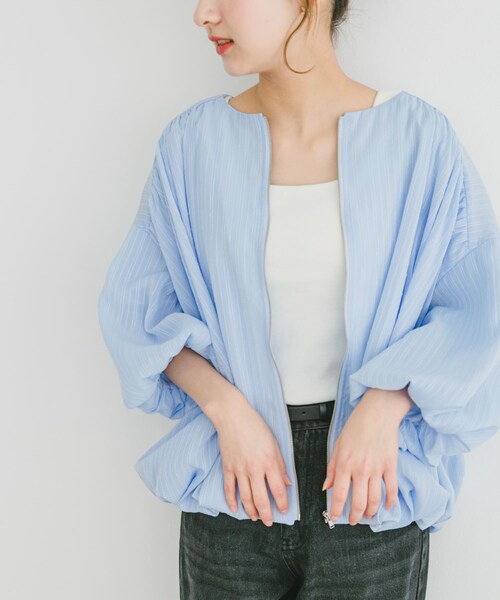 ITEMS URBANRESEARCH（アイテムズ アーバンリサーチ）の「バルーンスリーブブルゾン（ブルゾン・レディース・Y.BEG/BLU・FREE）」の2枚目の写真