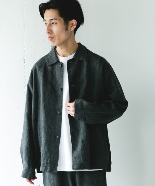 URBAN RESEARCH DOORS(アーバンリサーチドアーズ)の「シルケットリネン シャツジャケット(テーラードジャケット・メンズ・ECRU/BROWN/INK BLACK・M/L)」の19枚目の写真
