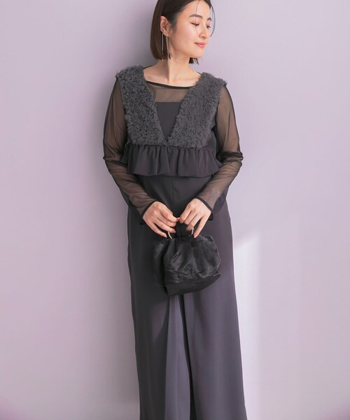 URBAN RESEARCH ROSSO（アーバンリサーチロッソ）の「ANDRESD　TULLE FRILL PEPLUM DRESS（ワンピース・レディース・CHARCOAL・S/M）」の5枚目の写真
