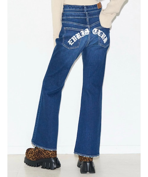 EVRIS（エヴリス）の「バックグラフィックフレアデニムパンツ（デニムパンツ・レディース・ブラック/インディゴ・S/M）」の15枚目の写真