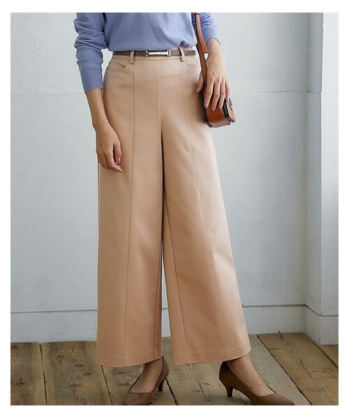 nissen（ニッセン）の「ハリ感素材ストレッチワイドパンツ<大きいサイズ有>（パンツ・レディース・ベージュ/ライトグレー/ネイビー/黒/オフホワイト/マスタード・S/M/L/LL/3L/4L/5L/6L）」の17枚目の写真