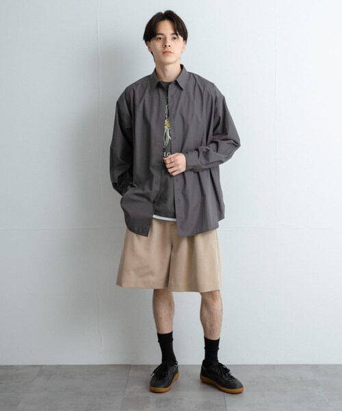 SENSE OF PLACE by URBAN RESEARCH（センスオブプレイスバイアーバンリサーチ）の「『ユニセックス』ブロードレギュラーカラールーズシャツ（シャツ/ブラウス・メンズ・CHARCOAL/MINT/L.BLU×NVY/NVY×SAX・M/L）」の12枚目の写真