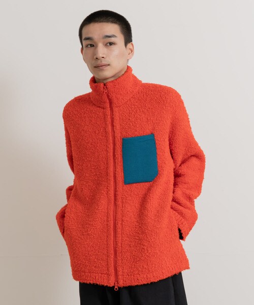 THE GOODLAND MARKET（ザグッドランドマーケット）の「米富繊維　KNIT FLEECE BLOUSON（ブルゾン・メンズ・24ORANGE/12GRAY/41BEIGE/62BLUE・3）」の4枚目の写真