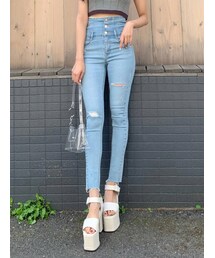 EMODA | バックレースアップハイウエストパギンス(デニムパンツ)