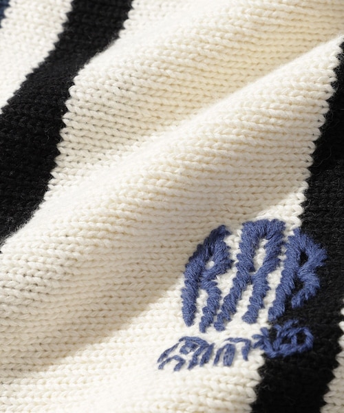 ADAM ET ROPE'（アダムエロペ）の「【RICE NINE TEN/ライス ナイン テン】KNITTED SOCCER SHIRT（ポロシャツ・メンズ・ホワイト系/ネイビー・1/2）」の17枚目の写真