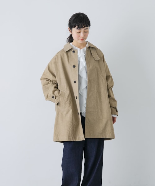 かぐれ(カグレ)の「コットンバックタックショートコート(テーラードジャケット・レディース・IVORY/BEIGE/BLACK・Free)」の3枚目の写真