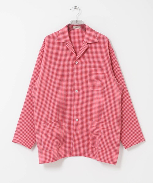 URBAN RESEARCH（アーバンリサーチ）の「『別注』Cale×URBAN RESEARCH　ギンガムチェックカバーオール（シャツ/ブラウス・メンズ・PINK×RED・3/4）」の7枚目の写真