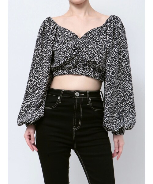 GYDA（ジェイダ）の「レオパードオフショルコルセットブラウス（シャツ/ブラウス・レディース・アイボリー/ブラック・F）」の3枚目の写真