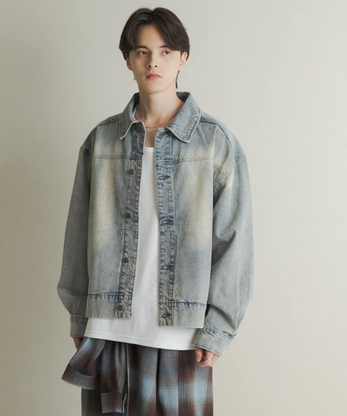 SENSE OF PLACE by URBAN RESEARCH（センスオブプレイスバイアーバンリサーチ）の「ツイストデニムブルゾン（デニムジャケット・メンズ・GREEN/L.INDIGO・M/L）」の2枚目の写真