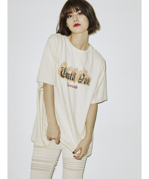 jouetie（ジュエティ）の「ファイヤーロゴBIGTシャツ（Tシャツ/カットソー・レディース・オフホワイト/ブラック/グリーン/アイボリー・M）」の14枚目の写真