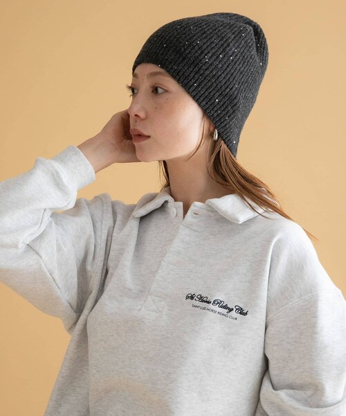 URBAN RESEARCH Sonny Label（アーバンリサーチサニーレーベル）の「スパンコールラメニット帽（ニットキャップ/ビーニー・レディース・グレー/チャコール・one）」の16枚目の写真