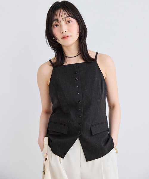 VIS(ビス)の「サマーツィードボタンアップキャミトップス/セットアップ対応(キャミソール・レディース・チャコール/オフホワイト/ベージュ系・F)」の13枚目の写真