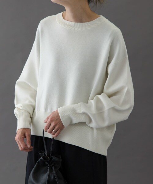 URBAN RESEARCH DOORS(アーバンリサーチドアーズ)の「FORK&SPOON ダブルフェイスクルーネックニット(ニット/セーター・レディース・OFF/TOP GRAY/BLUE・1)」の9枚目の写真