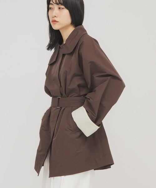 KBF（ケイビーエフ）の「テントラインBIGミドルコート（テーラードジャケット・レディース・BEIGE/BROWN/NAVY・One）」の8枚目の写真