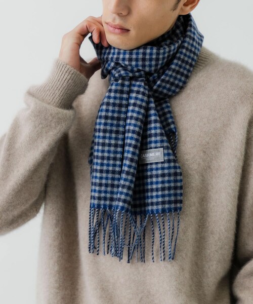 URBAN RESEARCH（アーバンリサーチ）の「チェックカシミヤマフラー（マフラー・メンズ・NAVY×CCL/BEG×BROWN/RED CHECK/BLK CHECK/YEL CHECK・FREE）」の6枚目の写真