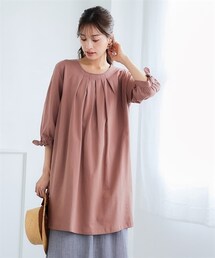 nissen | 大きいサイズ　綿１００％汗染みしにくい７分袖リボン使いカットソーチュニック(チュニック)