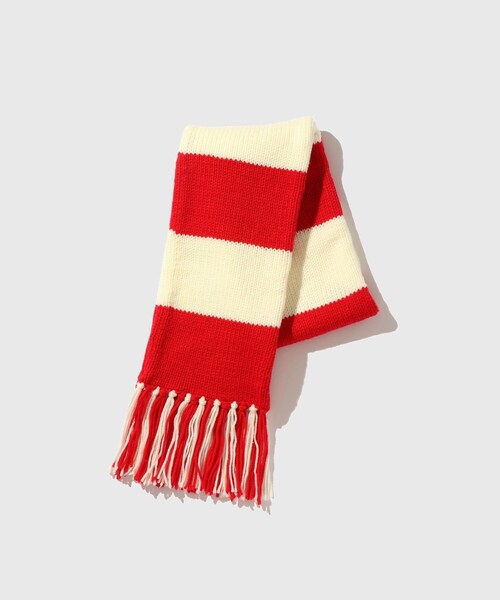 ADAM ET ROPE'（アダムエロペ）の「【RICE NINE TEN/ライス ナイン テン】HAND KNITTED STRIPED SCARF（マフラー・メンズ・ブルー/レッド・F）」の3枚目の写真