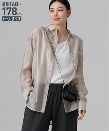 nissen | 高身長　ほどよい透け感　シアー羽織り長袖シャツ（トールサイズ）(シャツ/ブラウス)