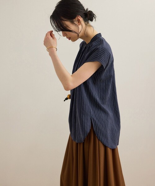 ROPE'（ロペ）の「【洗える】キュプラシルク フレンチスリーブブラウス（シャツ/ブラウス・レディース・ホワイト/ベージュ/ネイビー/ピンク系・F）」の12枚目の写真