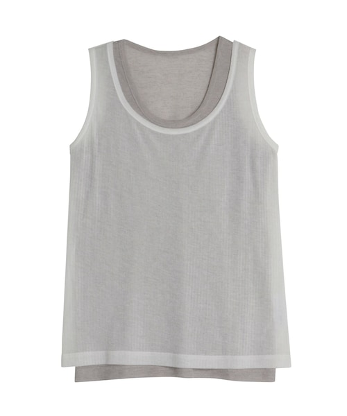 ELENDEEK（エレンディーク）の「SHEER LAYERED TANK（タンクトップ・レディース・オフホワイト/ブラック/イエロー/グレー・F）」の2枚目の写真