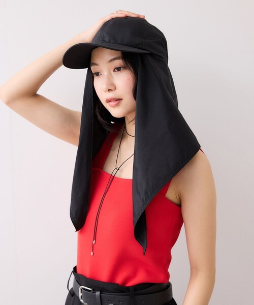 VIS（ビス）の「マイナス18℃ネックカバーつきUVキャップ/UVカット・遮熱（キャップ・レディース・ブラック/ベージュ・F）」の4枚目の写真