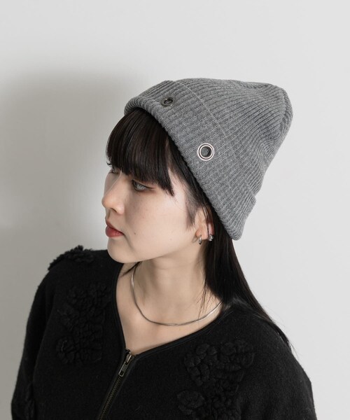 THE GOODLAND MARKET（ザグッドランドマーケット）の「neith.tokyo　Eyelet Beanie（ニットキャップ/ビーニー・レディース・Gray/Black・Free）」の6枚目の写真