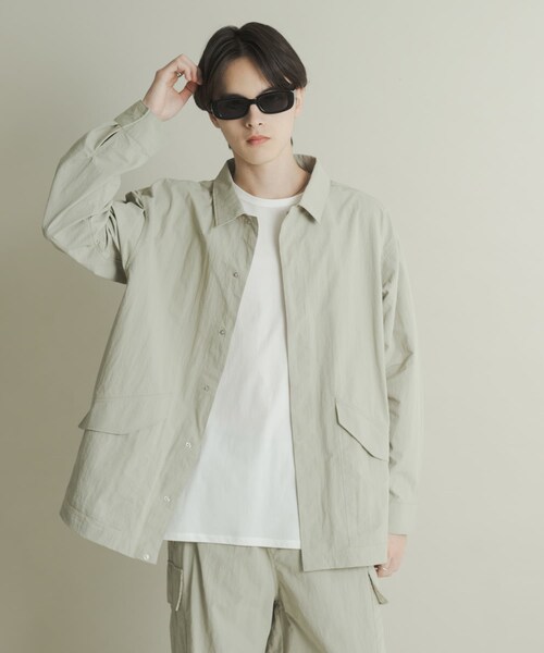 SENSE OF PLACE by URBAN RESEARCH(センスオブプレイスバイアーバンリサーチ)の「ユーティリティーロングスリーブシャツジャケット(テーラードジャケット・メンズ・BLACK/GREIGE/PURPLE・M/L)」の14枚目の写真