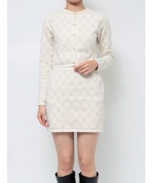 MERCURYDUO | モノグラム風カーデニットセットアップ(ワンピース)