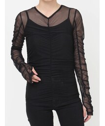 MURUA | シャーリングチュールトップス(Tシャツ/カットソー)