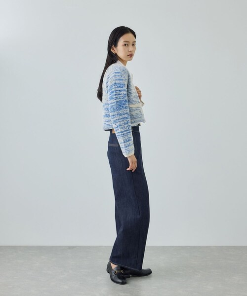 ROPE'（ロペ）の「ツイードニットショート丈カーディガン/イージーケア（カーディガン/ボレロ・レディース・キナリ/ブルー・F）」の8枚目の写真