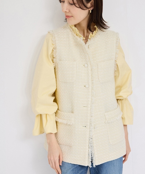 ROPE'（ロペ）の「ミックスツイードジレベスト（ベスト・レディース・ブラック系/オフホワイト/ネイビー・F）」の7枚目の写真