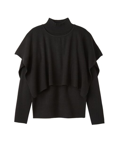 nissen（ニッセン）の「ポンチョ風レイヤードニット（2点セット）［Soiunique］（ニット/セーター・レディース・グレージュ/くすみブルー/ブラック・M/L/LL）」の7枚目の写真
