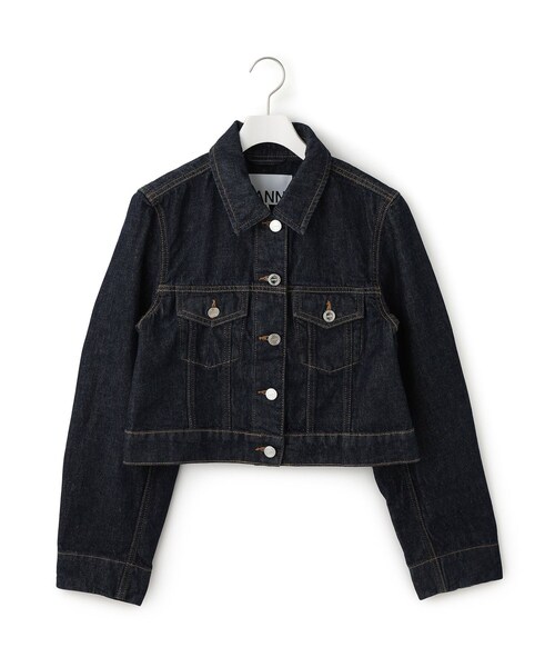 ADAM ET ROPE'（アダムエロペ）の「【GANNI（ガニー）】Rinse Denim Cropped Jacket（デニムジャケット・レディース・ネイビー・36）」の2枚目の写真