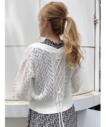 dazzlin | コンパクトクロシェ5分袖カーディガン(カーディガン/ボレロ)