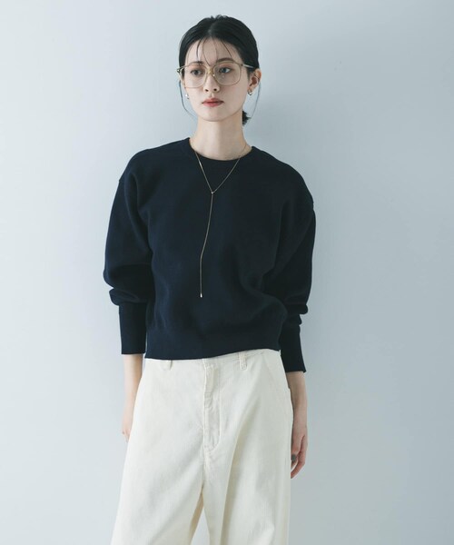 URBAN RESEARCH（アーバンリサーチ）の「ダブルフェイスクルーネックニット（ニット/セーター・レディース・ICE GRAY/PINK/NAVY・Free）」の19枚目の写真