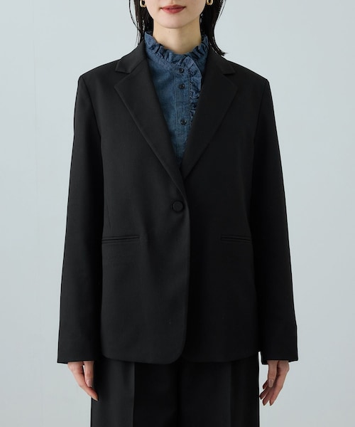 ROPE'（ロペ）の「トリアセツイル シングルテーラードジャケット(デニムライク)/セットアップ対応（テーラードジャケット・レディース・ブラック/ネイビー系・36/38）」の19枚目の写真