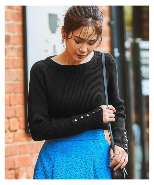 nissen（ニッセン）の「綿混ボートネックリブニット（ニット/セーター・レディース・オレンジ/ブラウン/アイボリー/黒/ローズ/杢グレー/オフホワイト×黒ボーダー・S/M/L/LL）」の11枚目の写真