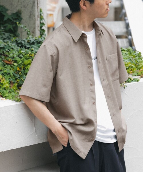 ITEMS URBANRESEARCH(アイテムズ アーバンリサーチ)の「『接触冷感/吸水速乾/イージーケア/UVカット』クイックドライリネンタッチ半袖シャツ(シャツ/ブラウス・メンズ・BLK/CHA/BEG/OLV・M/L)」の5枚目の写真