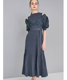 MERCURYDUO | 異素材ドッキングフレアニットワンピース(ワンピース)