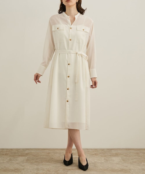 ROPE'（ロペ）の「【洗える】サファリシャツドレス（シャツワンピース・レディース・オフホワイト/ブラウン・36/38）」の20枚目の写真