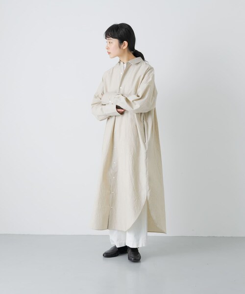 かぐれ（カグレ）の「ワイドシャツワンピース（ワンピース・レディース・BLUE/L/BEIGE・Free）」の4枚目の写真