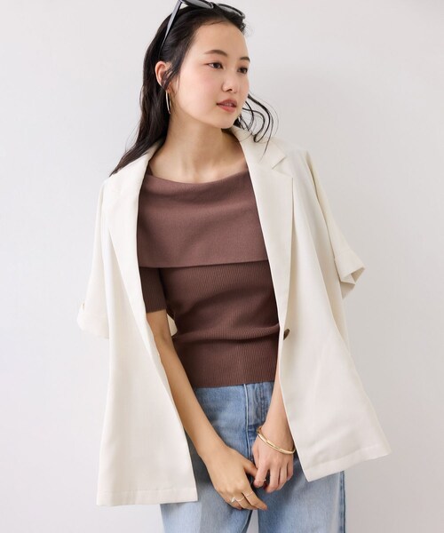 VIS(ビス)の「Light Airyシングルドルマンサマージャケット/UVケア・接触冷感・吸水速乾(テーラードジャケット・レディース・ブラック/キナリ/カーキ系・F)」の21枚目の写真