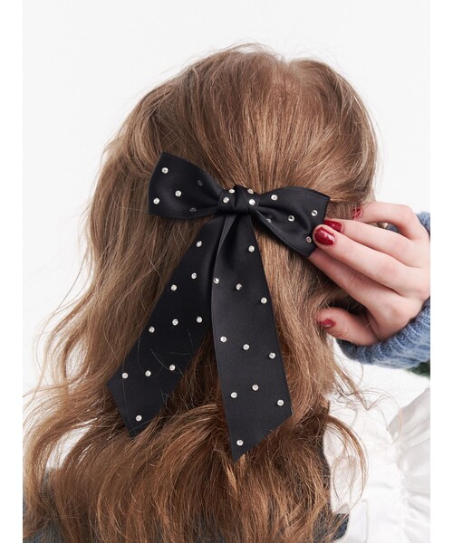 jouetie（ジュエティ）の「ビジュービッグリボンバレッタ（バレッタ/ヘアクリップ・レディース・オフホワイト/ブラック/ピンク・F）」の5枚目の写真